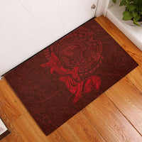 Hawaiian Monk Seal and Whale Rubber Doormat Kakau Tribal Pattern Red Color LT03 - Polynesian Pride