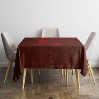 Hawaiian Monk Seal and Whale Tablecloth Kakau Tribal Pattern Red Color LT03 - Polynesian Pride