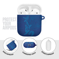 Hawaiian Monk Seal and Whale AirPods Case Kakau Tribal Pattern Blue Color LT03 - Polynesian Pride