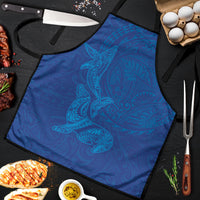 Hawaiian Monk Seal and Whale Apron Kakau Tribal Pattern Blue Color LT03 Blue - Polynesian Pride