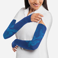 Hawaiian Monk Seal and Whale Arm Sleeves Kakau Tribal Pattern Blue Color