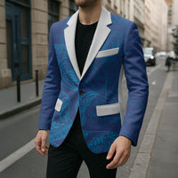 Hawaiian Monk Seal and Whale Blazer Kakau Tribal Pattern Blue Color LT03 - Polynesian Pride
