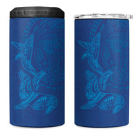 Hawaiian Monk Seal and Whale 4 in 1 Can Cooler Tumbler Kakau Tribal Pattern Blue Color LT03 One Size: 16 oz Blue - Polynesian Pride