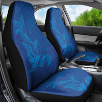 Hawaiian Monk Seal and Whale Car Seat Cover Kakau Tribal Pattern Blue Color LT03 - Polynesian Pride
