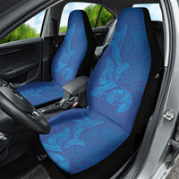 Hawaiian Monk Seal and Whale Car Seat Cover Kakau Tribal Pattern Blue Color LT03 - Polynesian Pride