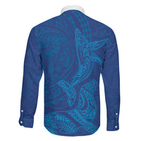 Hawaiian Monk Seal and Whale Family Matching Mermaid Dress and Hawaiian Shirt Kakau Tribal Pattern Blue Color