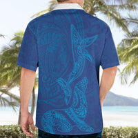 Hawaiian Monk Seal and Whale Hawaiian Shirt Kakau Tribal Pattern Blue Color LT03 - Polynesian Pride