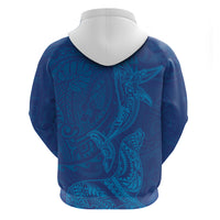 Hawaiian Monk Seal and Whale Hoodie Kakau Tribal Pattern Blue Color LT03 - Polynesian Pride
