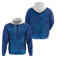 Hawaiian Monk Seal and Whale Hoodie Kakau Tribal Pattern Blue Color LT03 - Polynesian Pride