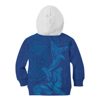 Hawaiian Monk Seal and Whale Kid Hoodie Kakau Tribal Pattern Blue Color LT03 - Polynesian Pride