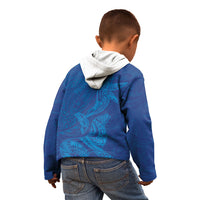 Hawaiian Monk Seal and Whale Kid Hoodie Kakau Tribal Pattern Blue Color LT03 - Polynesian Pride