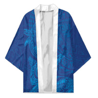 Hawaiian Monk Seal and Whale Kimono Kakau Tribal Pattern Blue Color LT03 Unisex Blue - Polynesian Pride