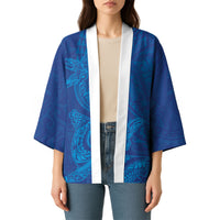 Hawaiian Monk Seal and Whale Kimono Kakau Tribal Pattern Blue Color LT03 - Polynesian Pride