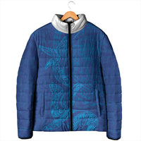 Hawaiian Monk Seal and Whale Padded Jacket Kakau Tribal Pattern Blue Color LT03 - Polynesian Pride