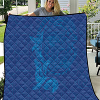 Hawaiian Monk Seal and Whale Quilt Kakau Tribal Pattern Blue Color LT03 Blue - Polynesian Pride
