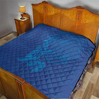 Hawaiian Monk Seal and Whale Quilt Kakau Tribal Pattern Blue Color LT03 - Polynesian Pride