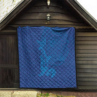 Hawaiian Monk Seal and Whale Quilt Kakau Tribal Pattern Blue Color LT03 - Polynesian Pride