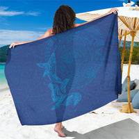 Hawaiian Monk Seal and Whale Sarong Kakau Tribal Pattern Blue Color LT03 One Size 44 x 66 inches Blue - Polynesian Pride