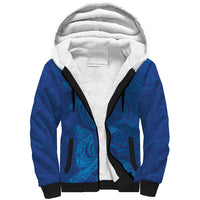 Hawaiian Monk Seal and Whale Sherpa Hoodie Kakau Tribal Pattern Blue Color LT03 Unisex Blue - Polynesian Pride