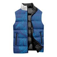 Hawaiian Monk Seal and Whale Sleeveless Puffer Jacket Kakau Tribal Pattern Blue Color LT03 - Polynesian Pride