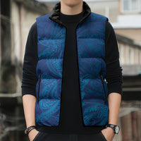 Hawaiian Monk Seal and Whale Sleeveless Puffer Jacket Kakau Tribal Pattern Blue Color LT03 - Polynesian Pride