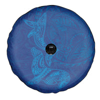 Hawaiian Monk Seal and Whale Spare Tire Cover Kakau Tribal Pattern Blue Color LT03 - Polynesian Pride