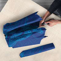 Hawaiian Monk Seal and Whale Umbrella Kakau Tribal Pattern Blue Color LT03 - Polynesian Pride