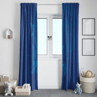 Hawaiian Monk Seal and Whale Window Curtain Kakau Tribal Pattern Blue Color LT03 - Polynesian Pride