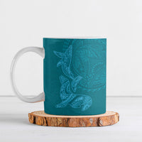 Hawaiian Monk Seal and Whale Ceramic Mug Kakau Tribal Pattern Teal Color LT03 Teal - Polynesian Pride