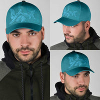 Hawaiian Monk Seal and Whale Classic Cap Kakau Tribal Pattern Teal Color LT03 - Polynesian Pride