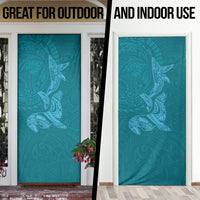 Hawaiian Monk Seal and Whale Door Cover Kakau Tribal Pattern Teal Color LT03 - Polynesian Pride