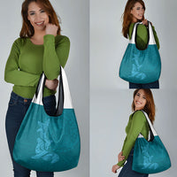 Hawaiian Monk Seal and Whale Grocery Bag Kakau Tribal Pattern Teal Color LT03 - Polynesian Pride