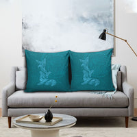Hawaiian Monk Seal and Whale Pillow Cover Kakau Tribal Pattern Teal Color LT03 - Polynesian Pride