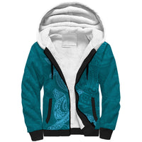 Hawaiian Monk Seal and Whale Sherpa Hoodie Kakau Tribal Pattern Teal Color LT03 Unisex Teal - Polynesian Pride