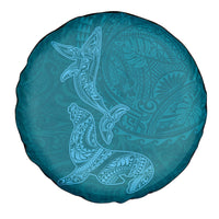 Hawaiian Monk Seal and Whale Spare Tire Cover Kakau Tribal Pattern Teal Color LT03 - Polynesian Pride