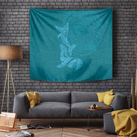 Hawaiian Monk Seal and Whale Tapestry Kakau Tribal Pattern Teal Color LT03 Teal - Polynesian Pride