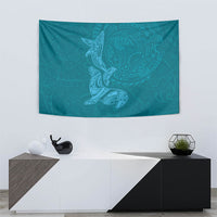 Hawaiian Monk Seal and Whale Tapestry Kakau Tribal Pattern Teal Color LT03 - Polynesian Pride