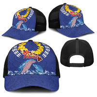 Hawaiian Sea Animals Baseball Net Cap Whales Shark and Turtle Guardians with Tribal Pattern LT03 - Polynesian Pride