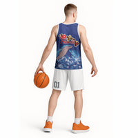 Hawaiian Sea Animals Basketball Jersey Whales Shark and Turtle Guardians with Tribal Pattern LT03 - Polynesian Pride