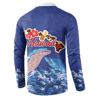 Hawaiian Sea Animals Button Sweatshirt Whales Shark and Turtle Guardians with Tribal Pattern LT03 - Polynesian Pride