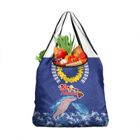 Hawaiian Sea Animals Grocery Bag Whales Shark and Turtle Guardians with Tribal Pattern LT03 1-pack One Size Blue - Polynesian Pride
