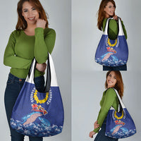 Hawaiian Sea Animals Grocery Bag Whales Shark and Turtle Guardians with Tribal Pattern LT03 - Polynesian Pride