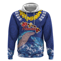 Hawaiian Sea Animals Hoodie Whales Shark and Turtle Guardians with Tribal Pattern LT03 Pullover Hoodie Blue - Polynesian Pride