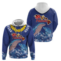 Hawaiian Sea Animals Hoodie Whales Shark and Turtle Guardians with Tribal Pattern LT03 - Polynesian Pride