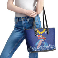 Hawaiian Sea Animals Leather Tote Bag Whales Shark and Turtle Guardians with Tribal Pattern LT03 - Polynesian Pride