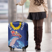 Hawaiian Sea Animals Luggage Cover Whales Shark and Turtle Guardians with Tribal Pattern LT03 - Polynesian Pride