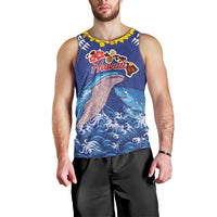 Hawaiian Sea Animals Men Tank Top Whales Shark and Turtle Guardians with Tribal Pattern LT03 - Polynesian Pride