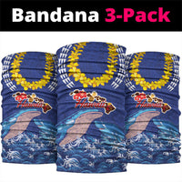 Hawaiian Sea Animals Neck Gaiter Whales Shark and Turtle Guardians with Tribal Pattern LT03 package One Size: 25*50cm Blue - Polynesian Pride