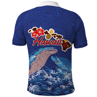Hawaiian Sea Animals Polo Shirt Whales Shark and Turtle Guardians with Tribal Pattern LT03 - Polynesian Pride