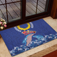 Hawaiian Sea Animals Rubber Doormat Whales Shark and Turtle Guardians with Tribal Pattern LT03 - Polynesian Pride